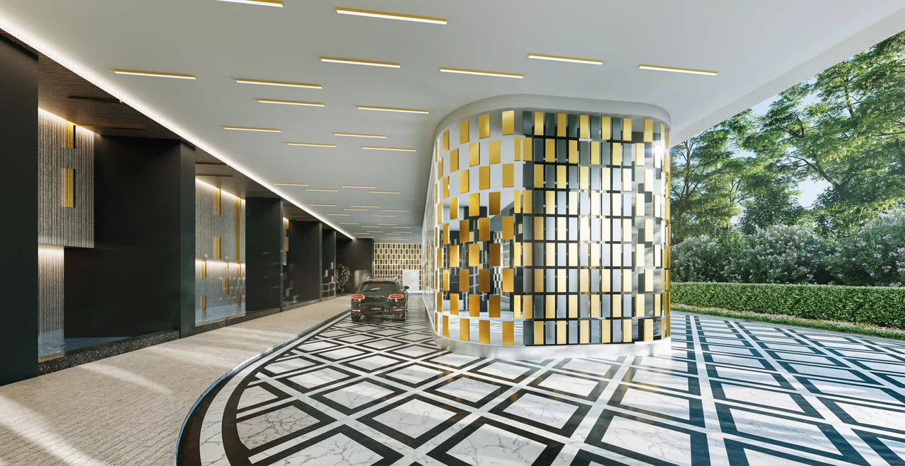 Artist impression of the Lumina Residences drop-off and lobby entrance